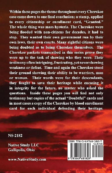 Cherokee Granted Enrollment Cards & Dawes Packets 1900 - 1907 