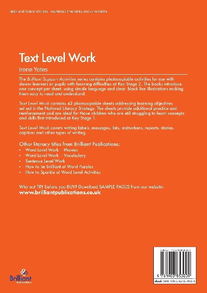 Text Level Work- Brilliant Support Activities 
