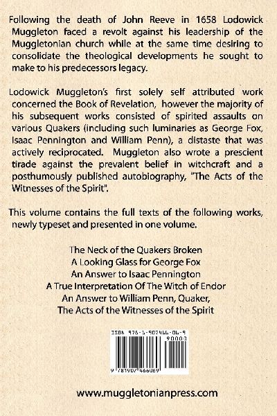 The Collected Works of Lodowick Muggleton: Quakers, Witches and Acts 