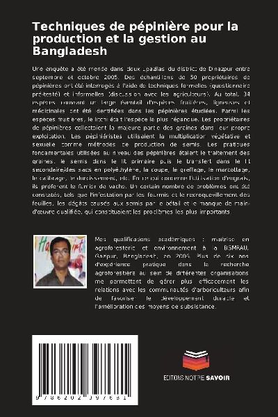 Techniques de pépinière pour la production et la gestion au Bangladesh 