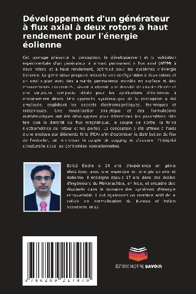 Développement d'un générateur à flux axial à deux rotors à haut rendement pour l'énergie éolienne 