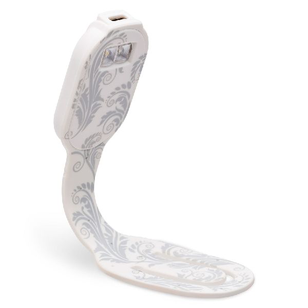 Flexilight RC (White Flowers) - wiederaufladbares Leselicht - 2 in 1 Leselampe & Lesezeichen - LED Leselicht - Geschenk für Leser, Buchliebhaber - Deutsche Ausgabe
