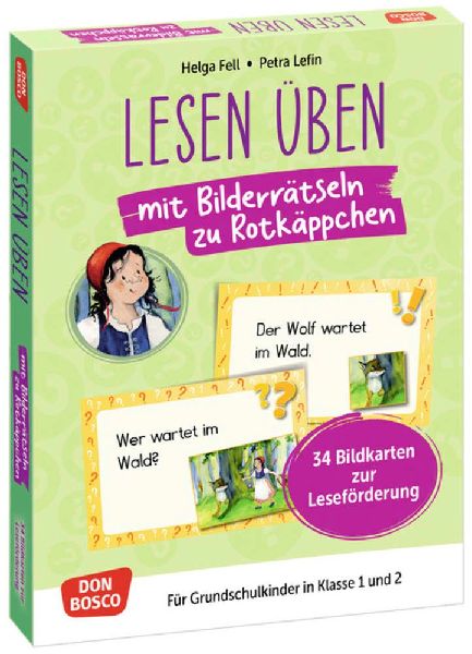 Lesen üben mit Bilderrätseln zu Rotkäppchen. 34 Bildkarten ...