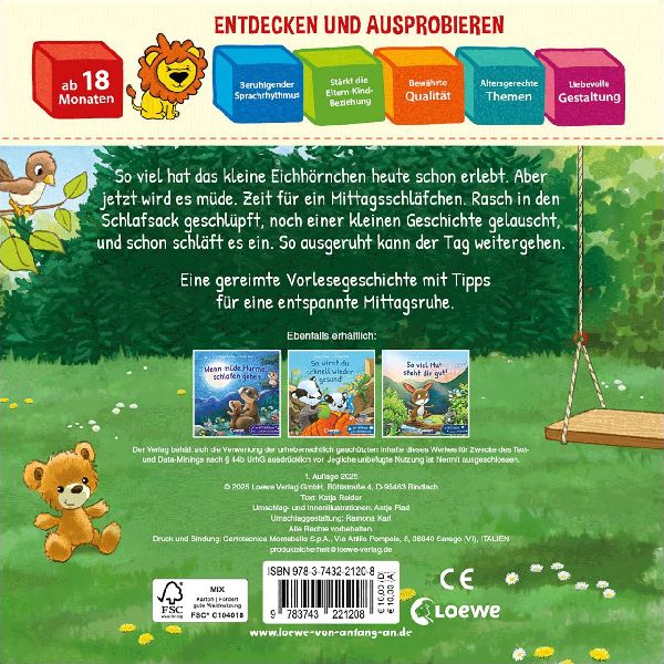 Mittagsschlaf, Mittagsruh, schon fallen dir die Augen zu 