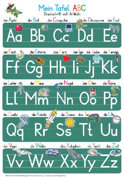 Mein Tafel-ABC in Druckschrift mit Artikeln